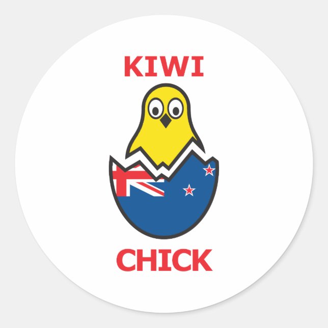 Pegatina Redonda Kiwi Chick (Anverso)