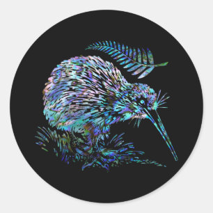 PEGATINA REDONDA KIWI DE NUEVA ZELANDA PAUA
