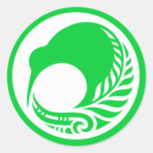 Pegatina Redonda Kiwi Fern Disk