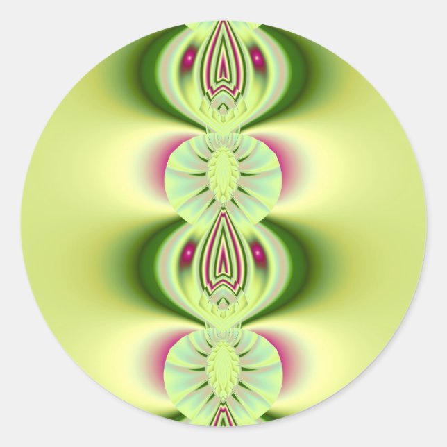 Pegatina Redonda Kiwi Fine Fractal Art (Anverso)