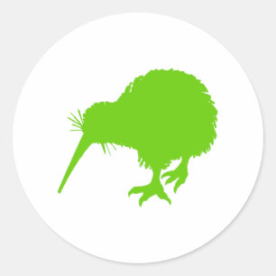 Pegatina Redonda Kiwi Green Bird