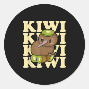 Pegatina Redonda Kiwi Nueva Zelanda Cita para un amante de las aves