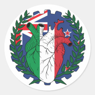 Pegatina Redonda Kiwi Nueva Zelanda San José italiano Italia