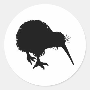 Pegatina Redonda Kiwi Silhouette