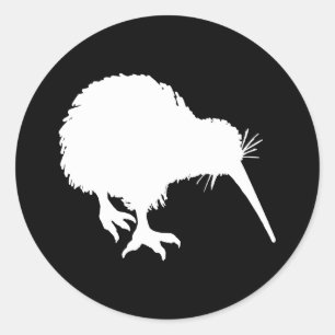Pegatina Redonda Kiwi Silhouette