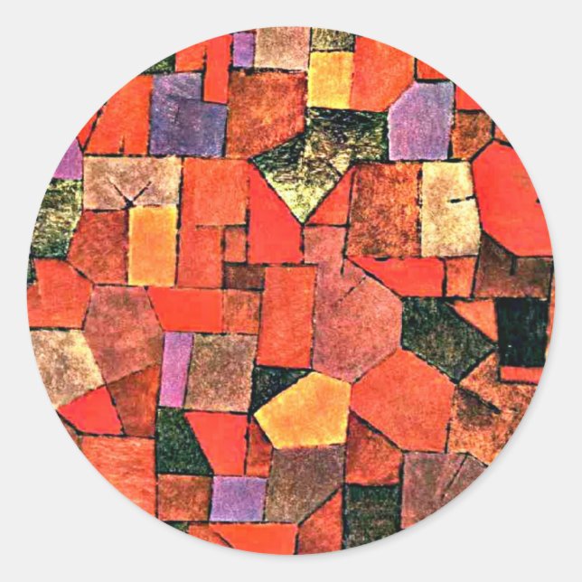 Pegatina Redonda Klee - Aldea de Montaña (Anverso)