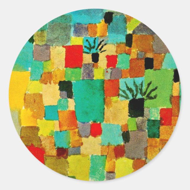 Pegatina Redonda Klee - Jardín Sur (Tunecino) (Anverso)