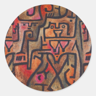Pegatina Redonda Klee Resumen de arte moderno expresionista foresta