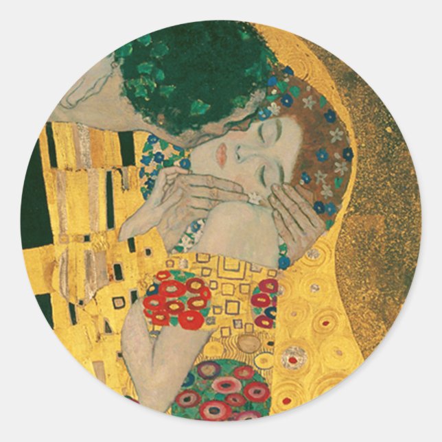 Pegatina Redonda Klimt // La pintura de besos (Anverso)