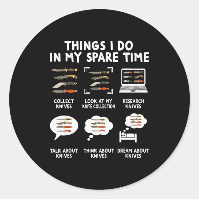 Pegatina Redonda Knife Collector Maker Bladesmith Blacksmith Knives (Anverso)