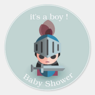 Pegatina Redonda Knight Boy Baby Shower