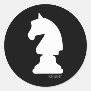 Pegatina Redonda Knight Chess Piece Group Costumbre Club de Ajedrez