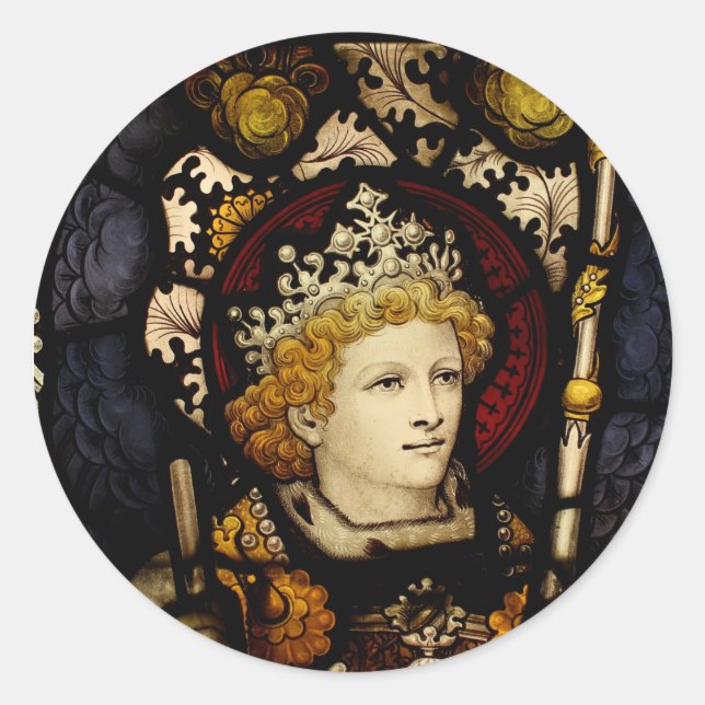 Pegatina Redonda knight de la Edad Media (Anverso)