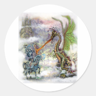 Pegatina Redonda Knight n Dragon
