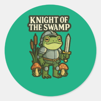Pegatina Redonda Knight of the Swamp – Cute Frog Knight Sticker