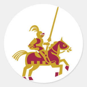 Pegatina Redonda Knight on Horseback