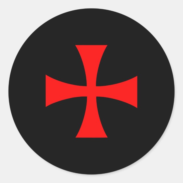 Pegatina Redonda Knights Templar Cross Catholic Christian Order The (Anverso)