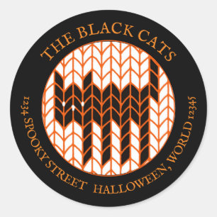Pegatina Redonda KNIT CAT NEGRO Pequeñas etiquetas de direcciones r