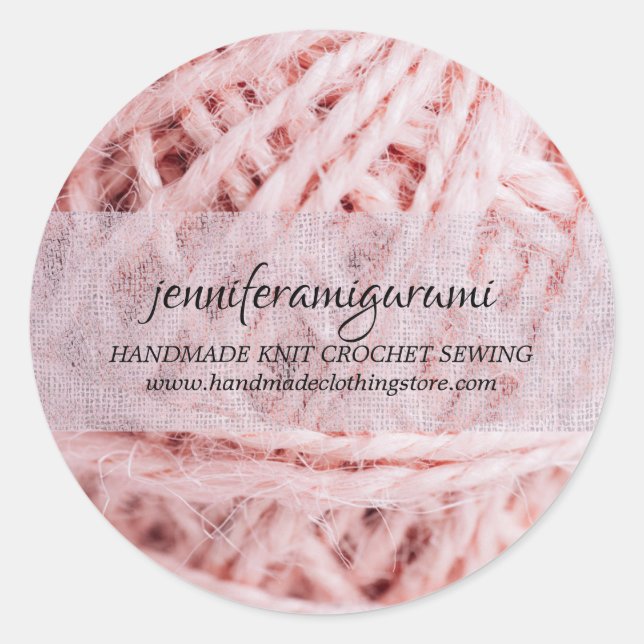 Pegatina Redonda Knit Crochet Yarn Amigurumi Maker (Anverso)