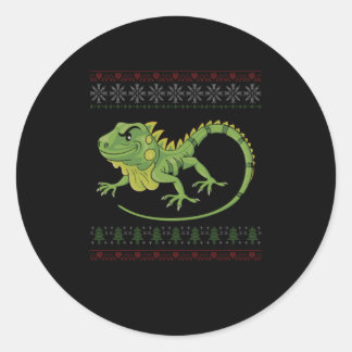 Pegatina Redonda Knit Iguana Reptile Reptilian Animal Gift
