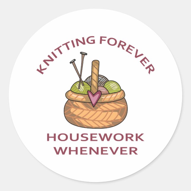 PEGATINA REDONDA KNITING FOREVER (Anverso)