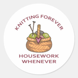 PEGATINA REDONDA KNITING FOREVER