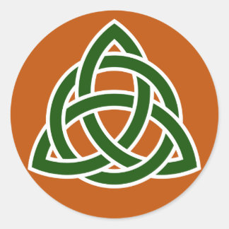 Pegatina Redonda Knot celta triquet (verde y blanco)