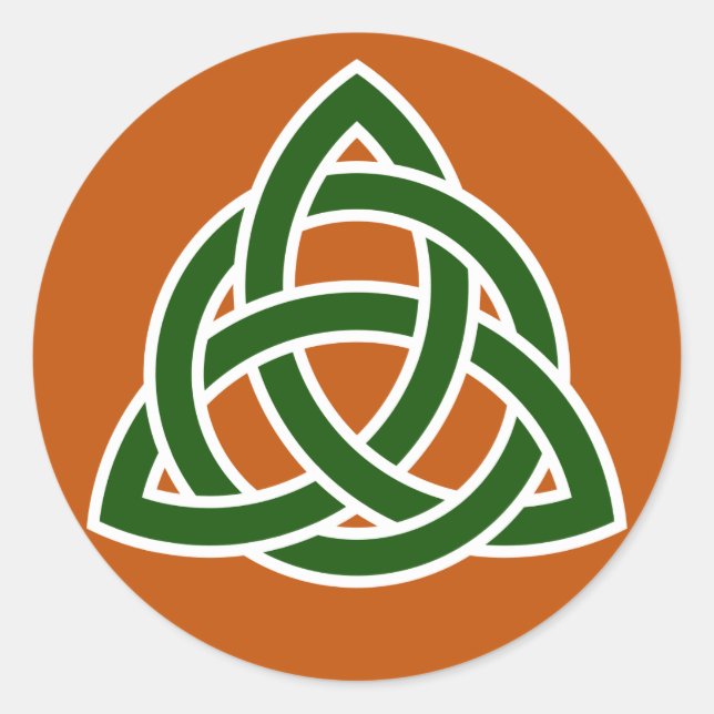 Pegatina Redonda Knot celta triquet (verde y blanco) (Anverso)