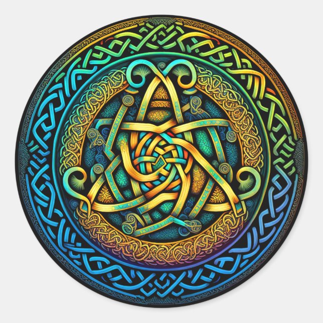 Pegatina Redonda Knot Celtic Colorful Knotwork (Anverso)