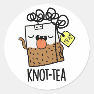 Pegatina Redonda Knot-tea Funny Tea Pun