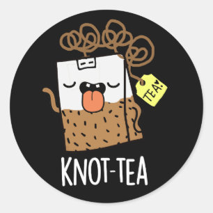 Pegatina Redonda Knot-tea Funny Tea Pun Dark BG