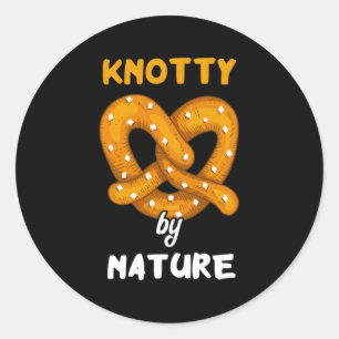 Pegatina Redonda Knotty Por La Naturaleza Horneado Pretzel Pun Salt