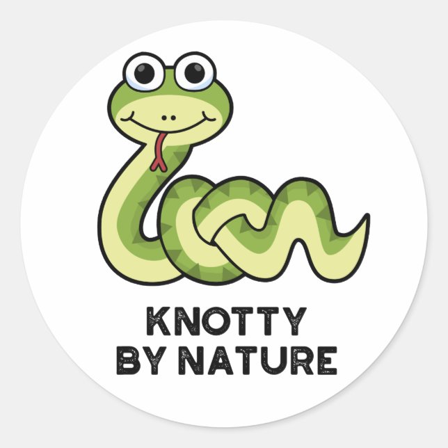 Pegatina Redonda Knotty Por Naturaleza Funny Snack Pun (Anverso)