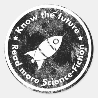 Pegatina Redonda Know futuro the - read Science more fiction