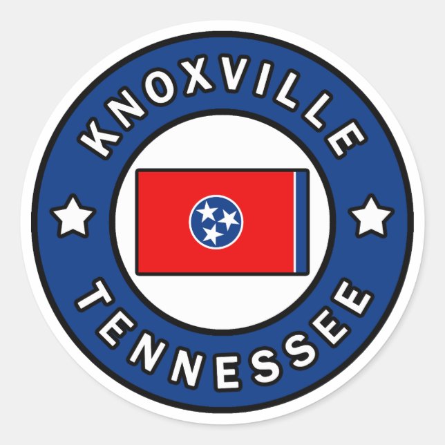 Pegatina Redonda Knoxville Tennessee (Anverso)