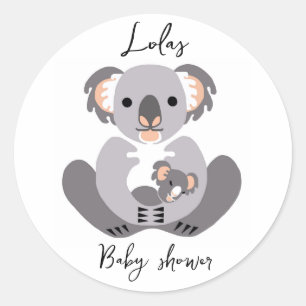 Pegatina Redonda KOALA - Baby Shower - Animal-personalizado