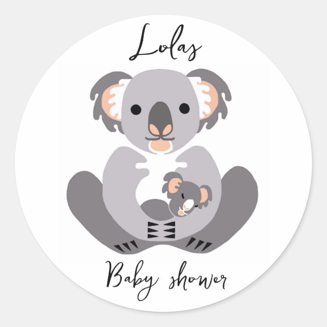 Pegatina Redonda KOALA - Baby Shower - Animal-personalizado (Anverso)