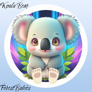 Pegatina Redonda Koala Bear 🐨 Adorable Animal De La Lana Australia