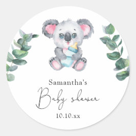 Pegatina Redonda Koala Bear Baby Shower