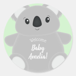 Pegatina Redonda Koala Bear Baby Shower