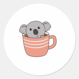 Pegatina Redonda Koala Café Copa Animales Cute Koalas