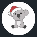 Pegatina Redonda Koala Christmas Snow Winter Animals Koalas<br><div class="desc">The Koala for Christmas with fairy lights. Funny animals with gifts and snow to the holidays. Also funny for Christmas in July. Koalas are sweet animals and perfect for Christmas.</div>