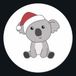 Pegatina Redonda Koala Christmas Snow Winter Animals Koalas<br><div class="desc">The Koala for Christmas with fairy lights. Funny animals with gifts and snow to the holidays. Also funny for Christmas in July. Koalas are sweet animals and perfect for Christmas.</div>