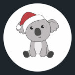 Pegatina Redonda Koala Christmas Snow Winter Animals Koalas<br><div class="desc">The Koala for Christmas with fairy lights. Funny animals with gifts and snow to the holidays. Also funny for Christmas in July. Koalas are sweet animals and perfect for Christmas.</div>