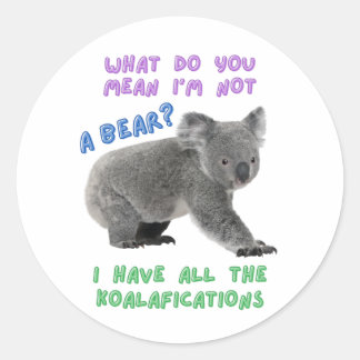 Pegatina Redonda Koala, funny animal joke, animal pun