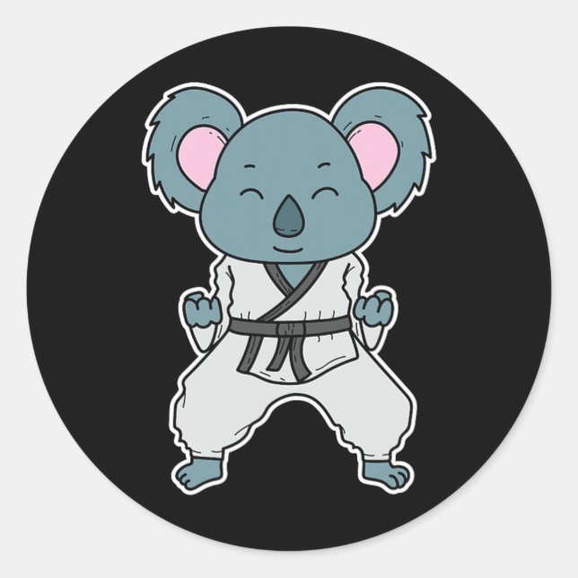 Pegatina Redonda Koala hace karate  (Anverso)