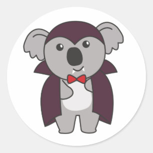 Pegatina Redonda Koala Halloween Cute Devil Kids Vampistume Cl
