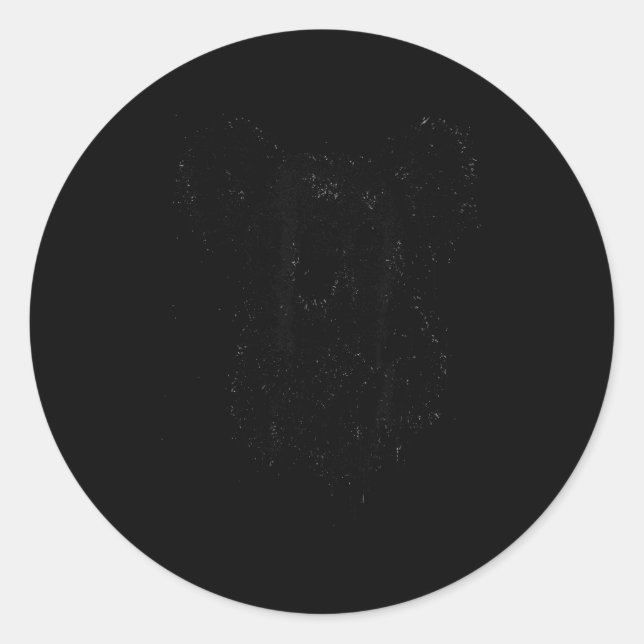 Pegatina Redonda Koala Ink Art Australian Wildlife Rtrait Nge Koala (Anverso)