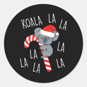 Pegatina Redonda Koala La La - Aussie Xmas Pun Funny Australiano