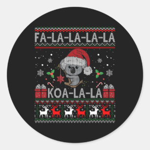 Pegatina Redonda Koala-la-la-Cute Koala tiene Navidades australiano